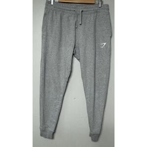 Gymshark Joggers Men's Crest Grey Size Medium Fleece Tapered Slim Fit Pants